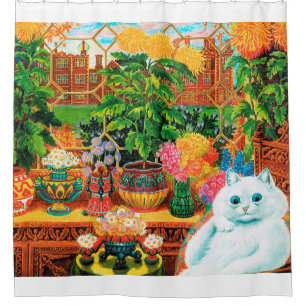 Blume liebt Katze, Louis Wain Duschvorhang