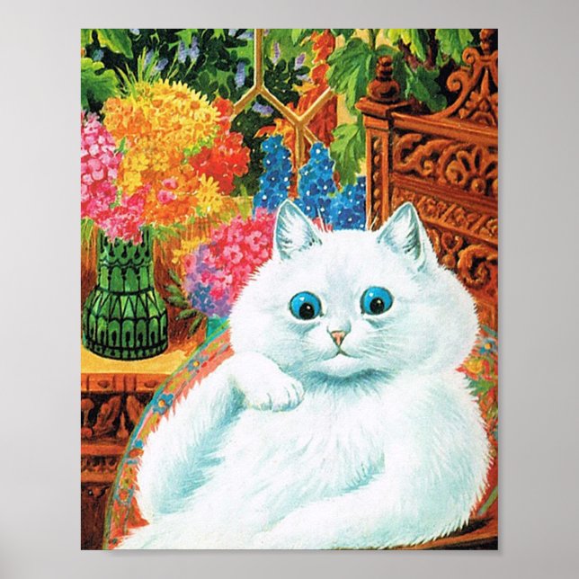 Blume liebt Katze, Louis Wain Poster (Vorne)