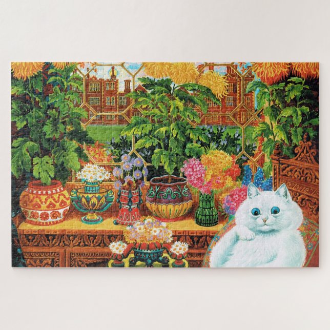 Blume liebt Katze, Louis Wain Puzzle (Horizontal)
