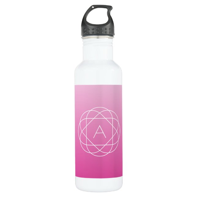 Blume-like Geometric Monogram | Pink Shaded Ombre Edelstahlflasche (Vorderseite)