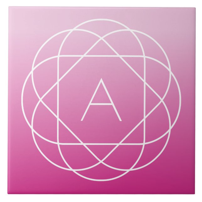 Blume-like Geometric Monogram | Pink Shaded Ombre Fliese (Vorderseite)