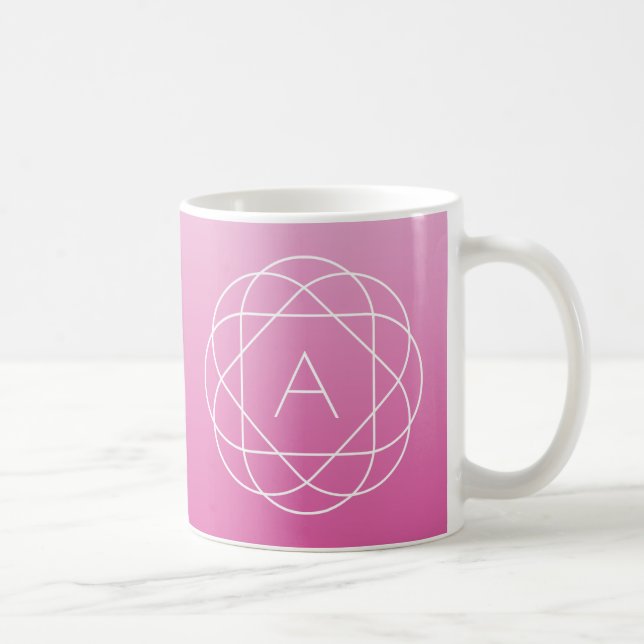 Blume-like Geometric Monogram | Pink Shaded Ombre Kaffeetasse (Rechts)