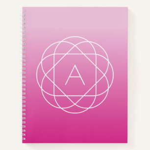 Blume-like Geometric Monogram   Pink Shaded Ombre Notizbuch
