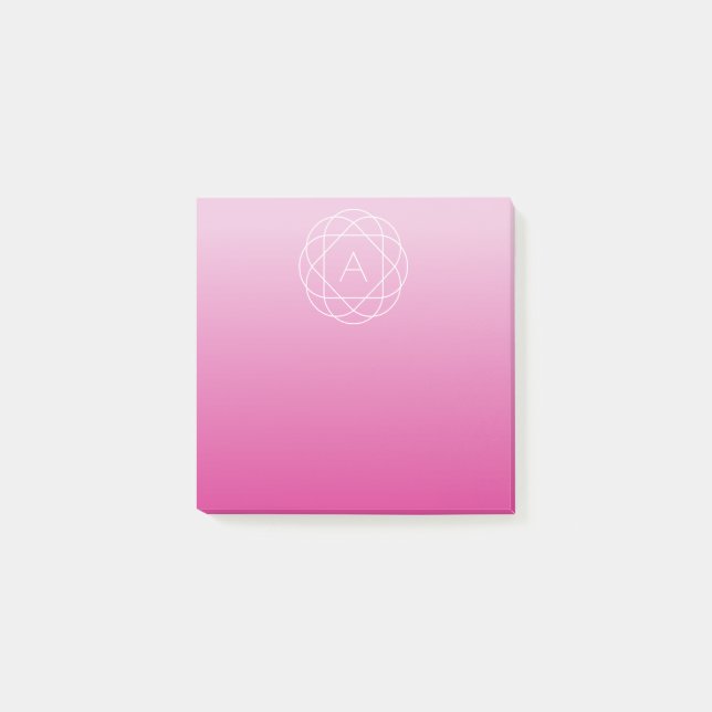 Blume-like Geometric Monogram | Pink Shaded Ombre Post-it Klebezettel (Vorderseite)