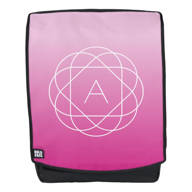 Blume-like Geometric Monogram | Pink Shaded Ombre Rucksack (Vorderseite)