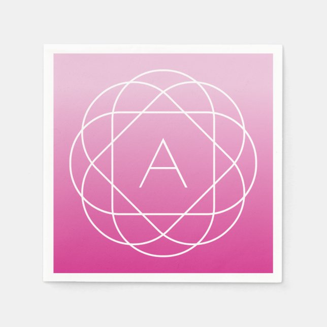 Blume-like Geometric Monogram | Pink Shaded Ombre Serviette (Vorderseite)