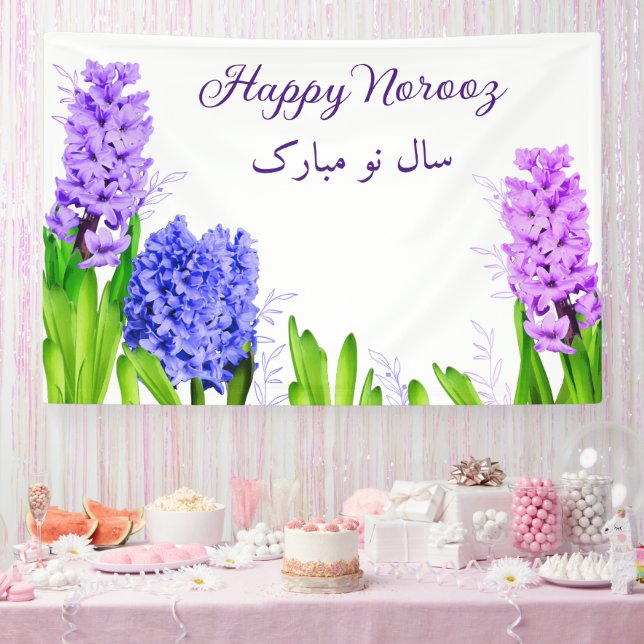 Blume Lila Blue Pink Hyacinth Happy Norooz Banner (Party)