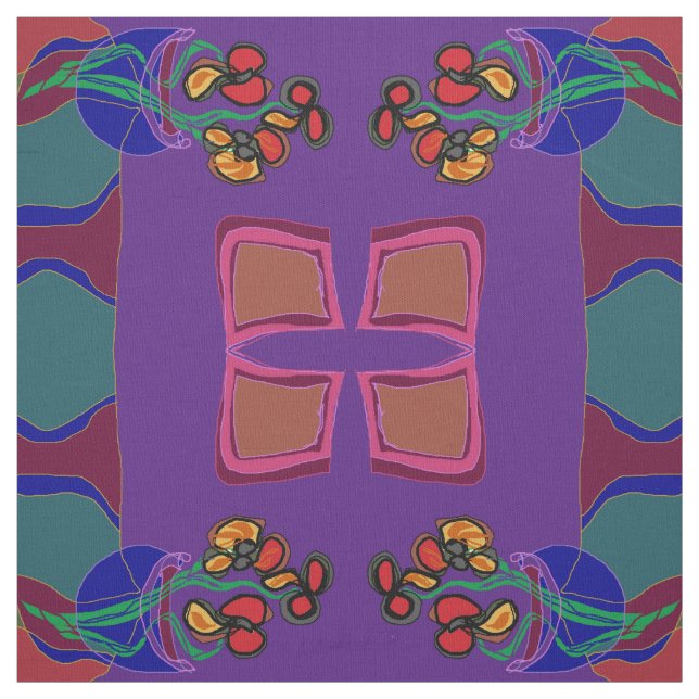 Blume lila/ grün /orange /gelb>Stoffe Stoff (Muster)