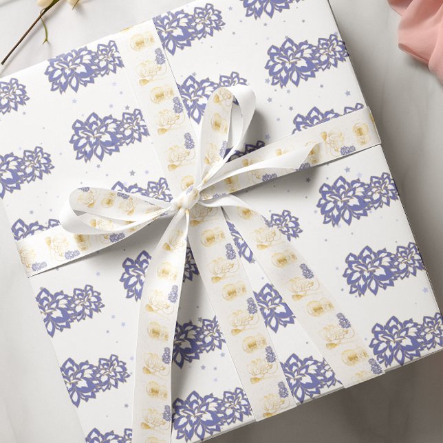 Blume lila mit goldener Kontur AOP Geschenkpapier (Von Creator hochgeladen)