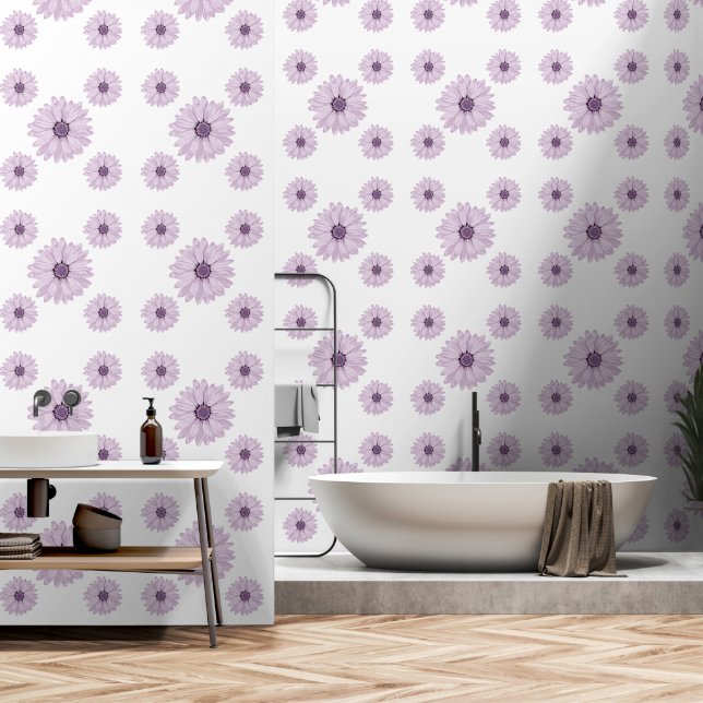 Blume Lila Wasserfarbe Tapete (Badezimmer)