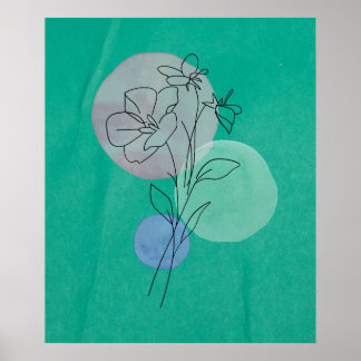 Blume Line Art Prints, florale Wandkunst Poster