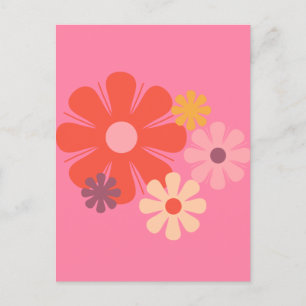 Blume Locus Retro Minimalistisches Blumenmuster Ro Postkarte