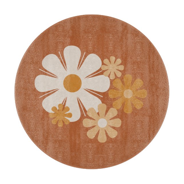 Blume Locus Retro Minimalistisches Blumenmuster Schneidebrett (Vorderseite)