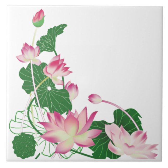 Blume Lotus Arning Keramik Tile Fliese (Vorderseite)