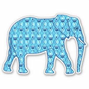 Blume Lotus Elephant, Türkis und Weiß Aufkleber
