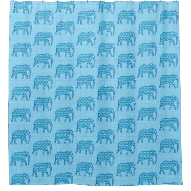 Blume Lotus Elephant, Türkis und Weiß Duschvorhang (Vorderseite)