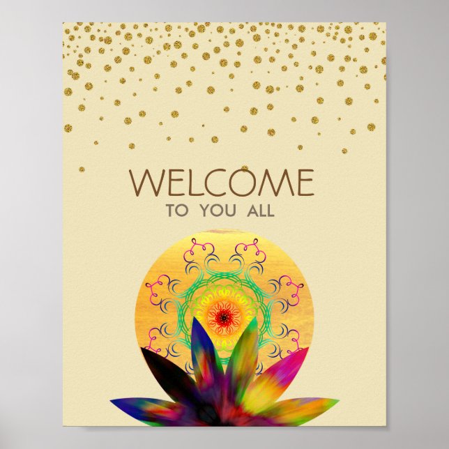 Blume Lotus Wasserfarbe Yoga Gesundheit Poster (Vorne)