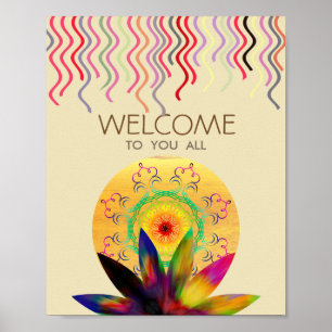 Blume Lotus Wasserfarbe Yoga Gesundheit Poster
