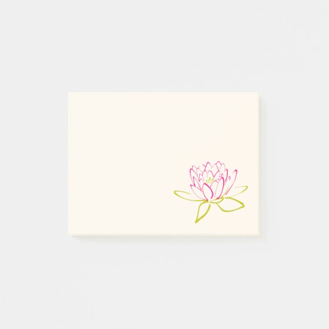 Blume Lotus/Wasserlilie Illustration Post-it Klebezettel (Vorderseite)
