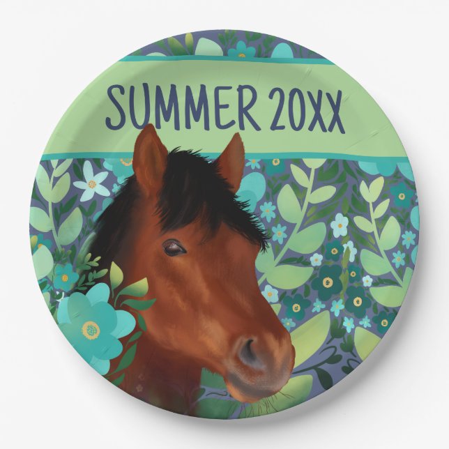 Blume Lover Brown Horse Pappteller (Vorderseite)