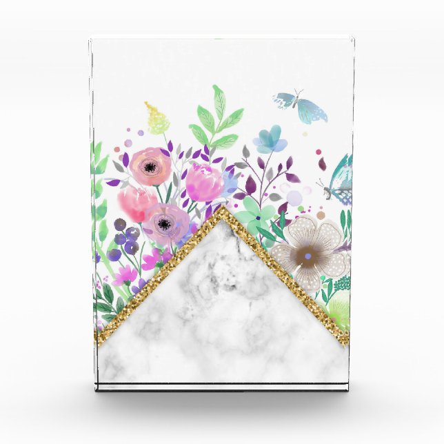 Blume Lover | Minimale Gold-Blume Fotoblock (Vorderseite)