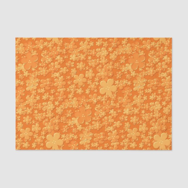 Blume-LT Orange-TISSUE-WRAPPING-PAPIER Seidenpapier (Vorderseite)