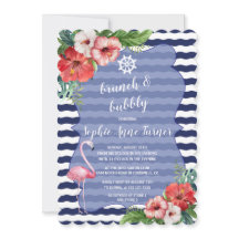 Blume Luau Flamingo Navy Stripes Brunch & Bubbly