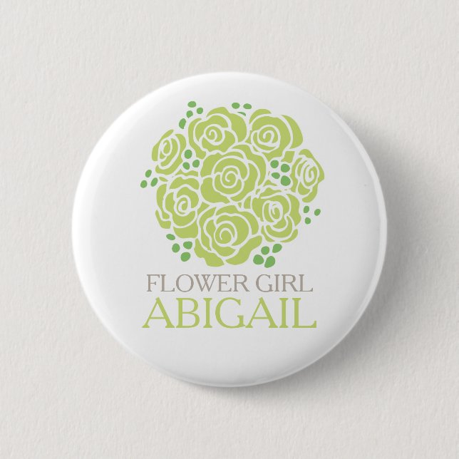 Blume Mädchen grüne Rose genannt Hochzeit Button-T Button (Vorderseite)