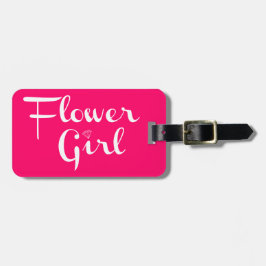 Blume Mädchen Retro Script Weiß auf Hot Pink Gepäckanhänger