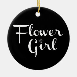 Blume Mädchen Retro Script Weiß auf Schwarz Keramikornament