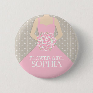 Blume Mädchen rosa Kleid genannt Hochzeit Button- Button