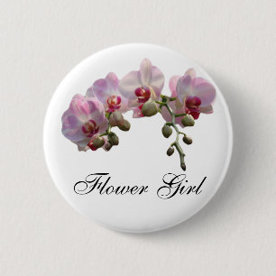 Blume Mädchen rosa orchid Blume Hochzeitsknopf Button