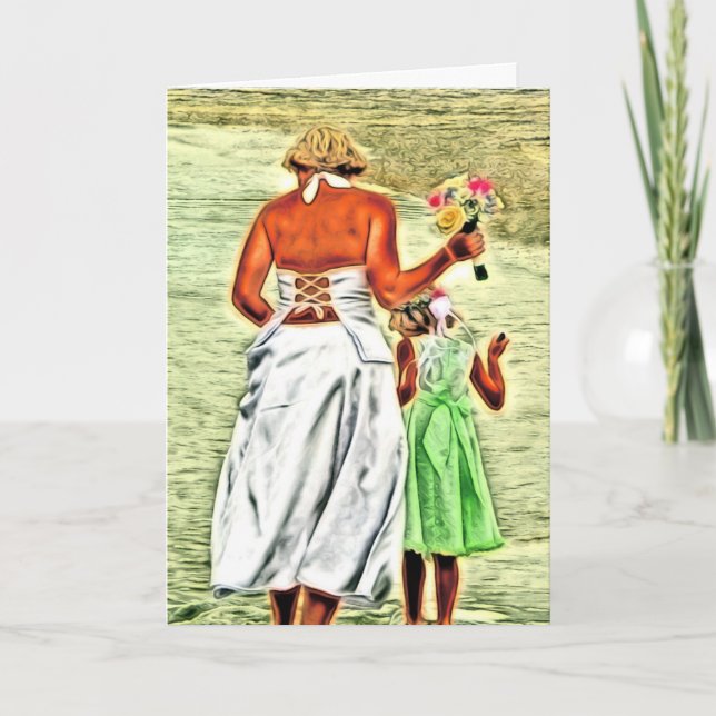 Blume Mädchen und Braut, Hochzeit Glückwunsch Karte (Vorderseite)