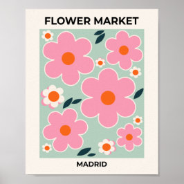 Blume Madrid Florenz Kunst Rosa Rosa Grün Poster