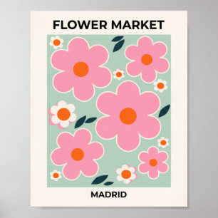 Blume Madrid Florenz Kunst Rosa Rosa Grün Poster
