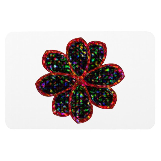 Blume Magnet für Schwarz und Rot Glitzer (Horizontal)