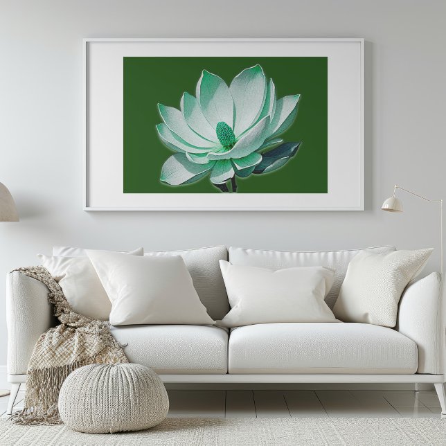 Blume Magnolia Poster (Green Magnolia Flower Watercolor Wall Art Print Mockup 1)