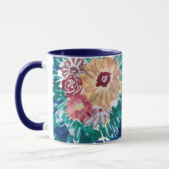 Blume Malerei Bouquet Kaffee Tasse (Links)