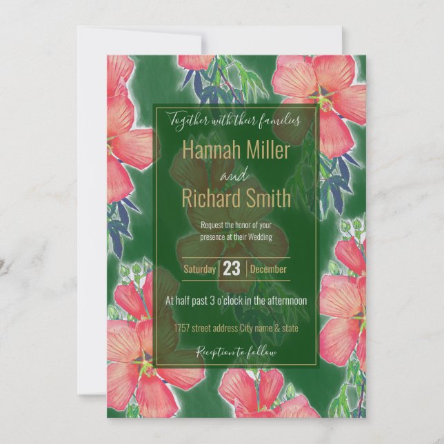 Blume-Malerei mit grün rosa Hibiskus (Vorderseite)