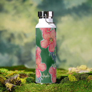Blume-Malerei mit grün rosa Hibiskus Trinkflasche