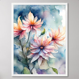 Blume Malerei Traurigkeit bleibt anmutig in Tränen Poster