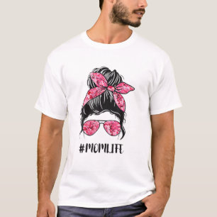 Blume Mama Leben Messy Bun Haare Sonnenbrille Pink T-Shirt