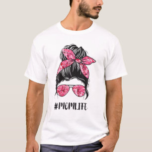 Blume Mama Leben Messy Bun Haare Sonnenbrille Pink T-Shirt