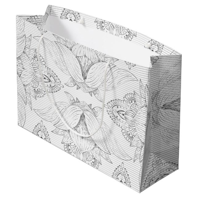 Blume Mandala 3 Große Geschenktüte (Rückseite Schrägansicht)