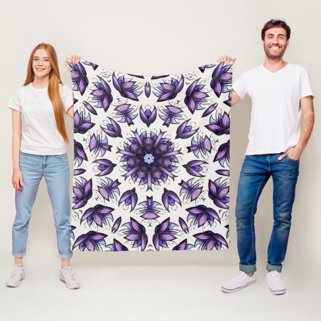 Blume Mandala Abstrakt Kaleidoskopisches Muster Fleecedecke (Beispiel)