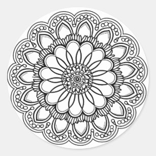 BLUME MANDALA ART FÜR SPIRITUELLE MEDITUNG RUNDER AUFKLEBER
