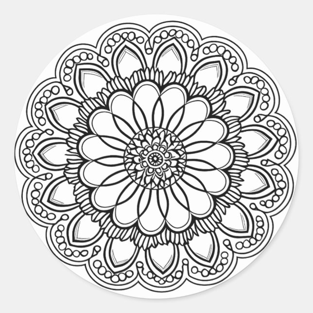 BLUME MANDALA ART FÜR SPIRITUELLE MEDITUNG RUNDER AUFKLEBER (Vorderseite)