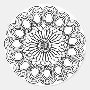 BLUME MANDALA ART FÜR SPIRITUELLE MEDITUNG RUNDER AUFKLEBER