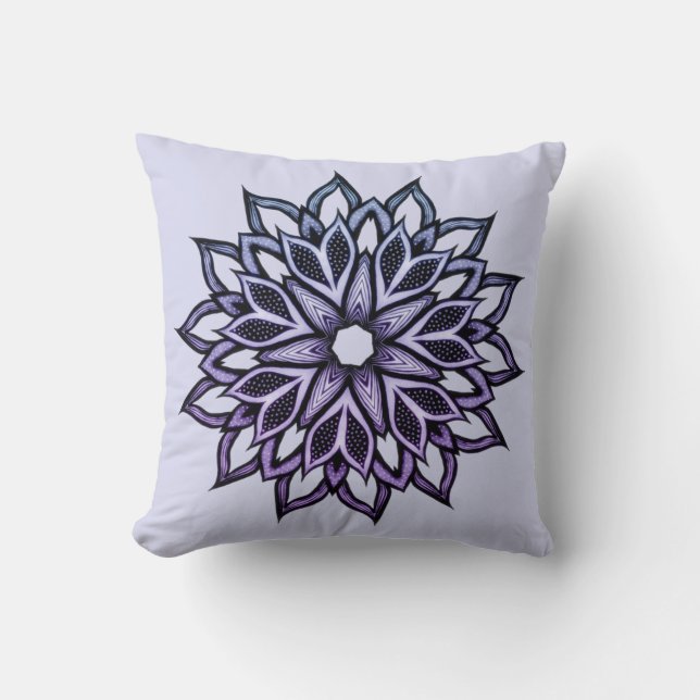 Blume Mandala Blue Violet Floral Art Kissen (Vorderseite)