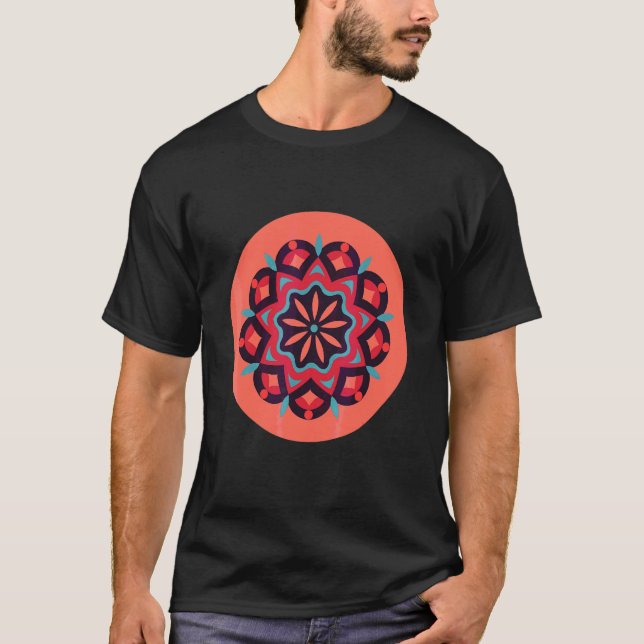 Blume Mandala Blumenmuster Rose T-Shirt (Vorderseite)